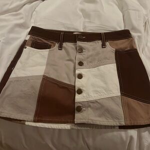 Alice and Olivia patchwork denim mini skirt